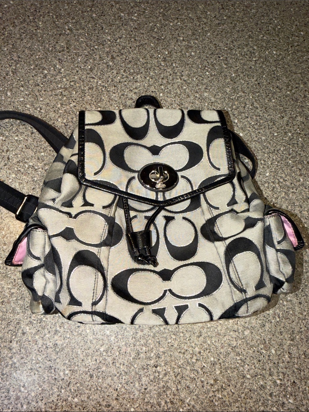 Coach Poppy Turnlock Mini Backpack Signature Canvas